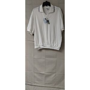 Sport Timer Womens Sweatshirt Pullover Short Sleeve Embroidered Waffle White XL